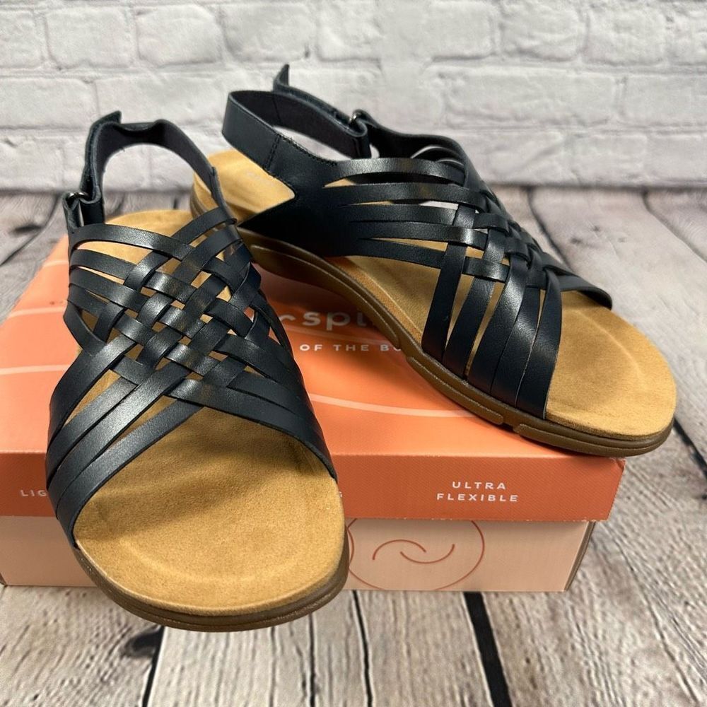 Easy Spirit Women’s Mar Leather Comfort Sandals Ultra Flexible Dark Blue 11M NWT